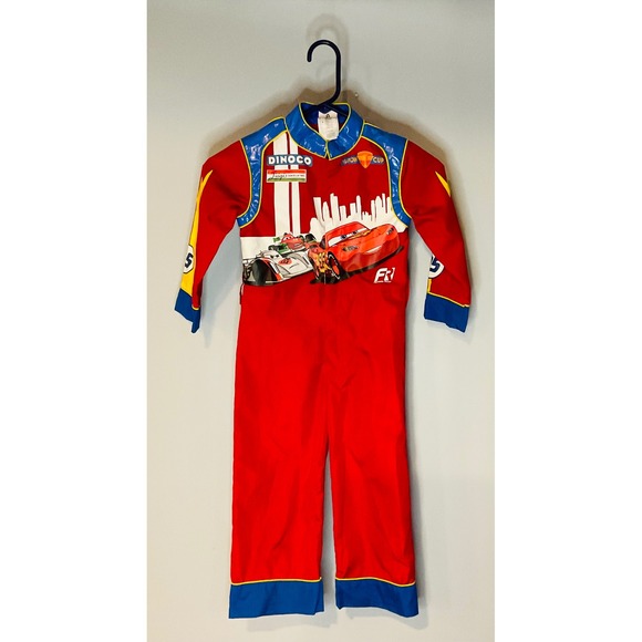 Disney Cars Lightning McQueen Halloween costume pit crew suit size 4 4t Dinoco - Picture 1 of 16